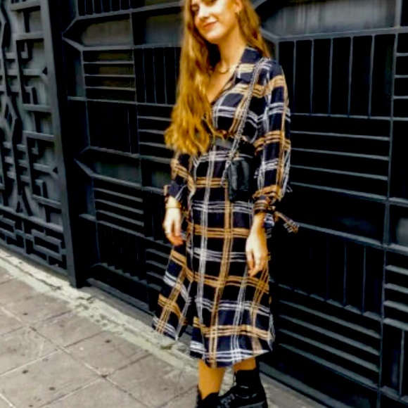 New Zara ZARA PLAID SHIRT DRESS TIE CUFF - Picture 6 of 13